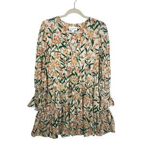 Pomander Place‎ Bermuda Blossom Kenzo Floral Mini Dress Size L Boho Romantic